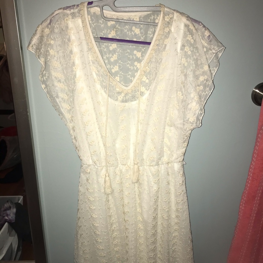 Sequin Hearts White Lace Dress